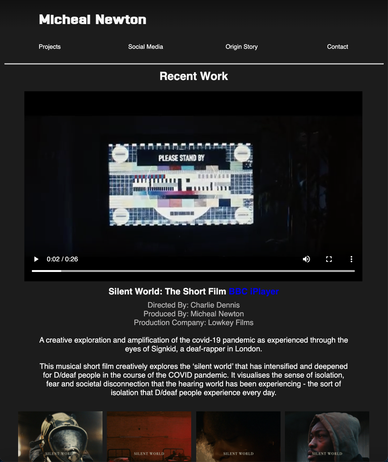 Video producers portfolio